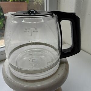 Black and Decker 12 Cup Replacement Coffee‎ Carafe Glass Pot Black Handle Clear